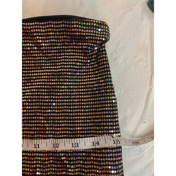 Women's Juniors Large Gold Sequin Sparkle Stretch Mini Skirt EUC - Picture 2 of 10